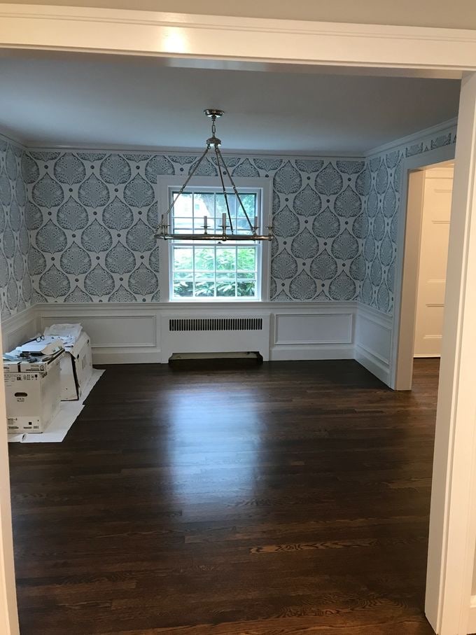 Dining room after renovation cleanup